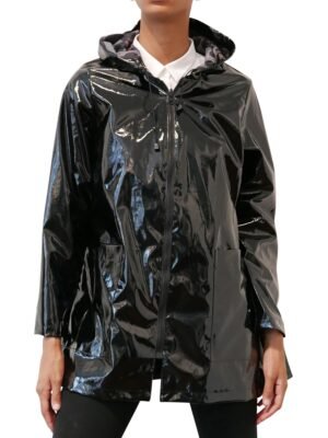 Black Patent Raincoat