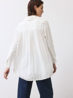 Look In The Back Pleated Long Sleeve Blouse