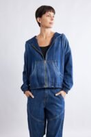 Relaxed Light Denim Hooded Jacket