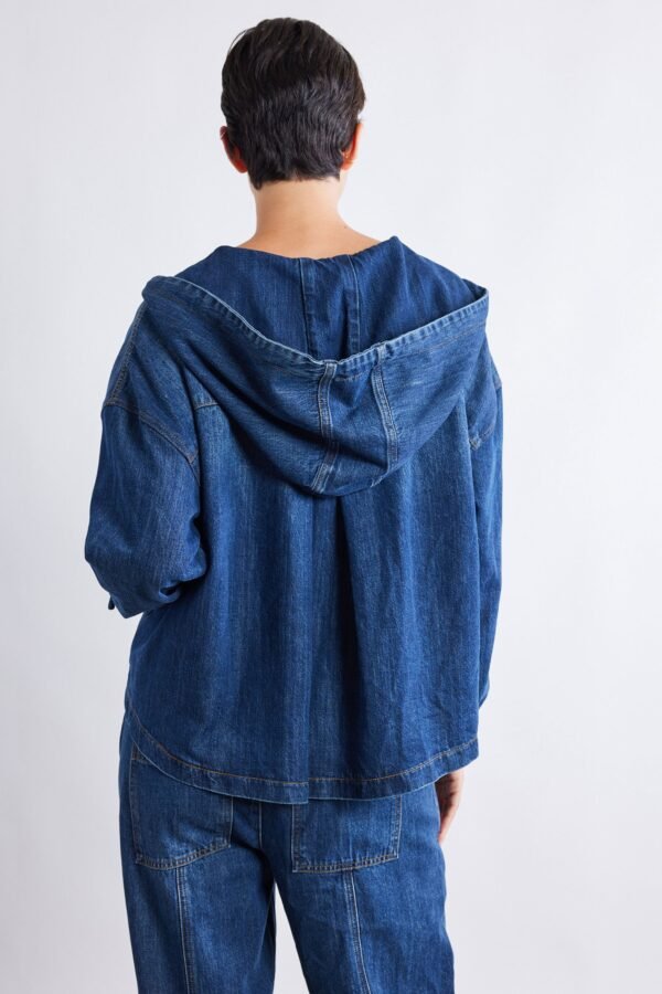 Relaxed Light Denim Hooded Jacket