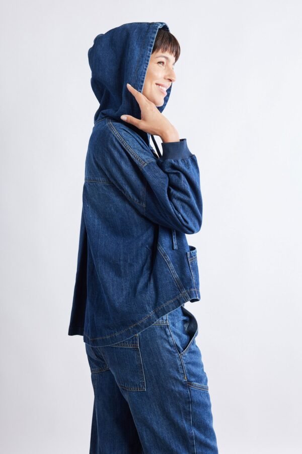 Relaxed Light Denim Hooded Jacket